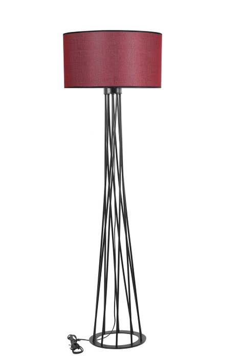 Opviq Lámpara de pie Rojo Burdeos con Pantalla de Mimbre Opviq Lámpara de pie Rojo Burdeos con Pantalla de Mimbre